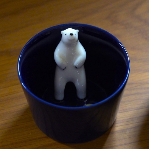 シロクマお猪口(No.2 /Blue, Moon)（箱なし） おちょこ・ぐい呑