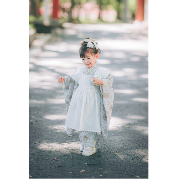 【3泊4日レンタル】3歳女の子着物フルセット＜ひなげしとアネモネ・ブルー系＞ 8枚目の画像