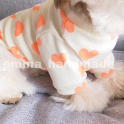 ハートTシャツ ネオンオレンジ  犬服 ペット服 わんこ服 チワワ シーズー トイプードル 8枚目の画像