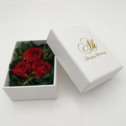 プリザーブドフラワー ボックス アレンジ レッド 赤 ローズ バラ アジサイ インテリア 飾り ギフト プレゼント 6枚目の画像