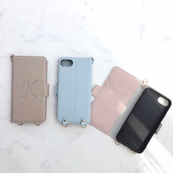 縦向き 2Way 刻印♡全機種対応 薄型軽量ハイクオリティ シンプルレザー調 手帳型スマホケース iPhone17他 9枚目の画像