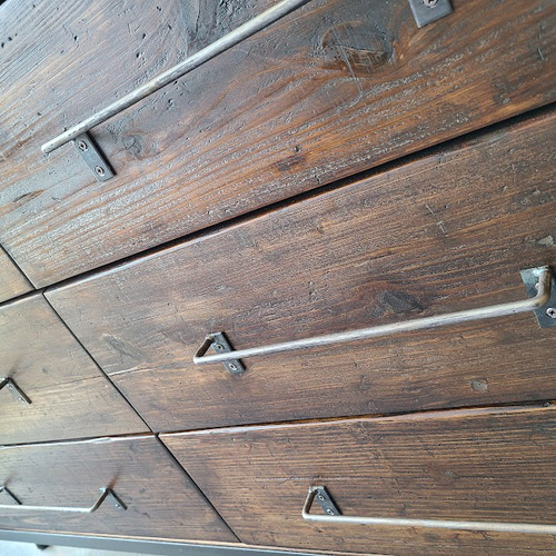 男前チェストDB/ダークブラウン 古材とアイアン整理タンス