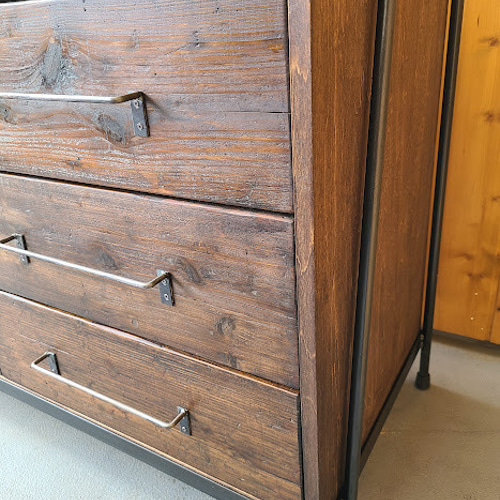 男前チェストDB/ダークブラウン 古材とアイアン整理タンス