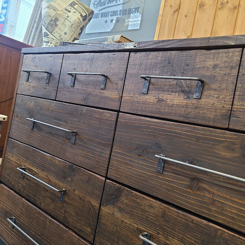 男前チェストDB/ダークブラウン 古材とアイアン整理タンス