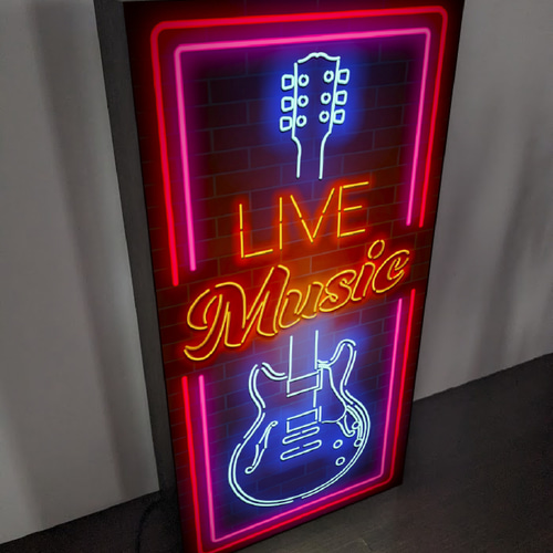 【Lサイズ】ライブ ミュージック エレキギター 看板 置物 雑貨 ライトBOX Lサイズ】ギター ライブ ミュージック 楽器店 看板 置物 雑貨
