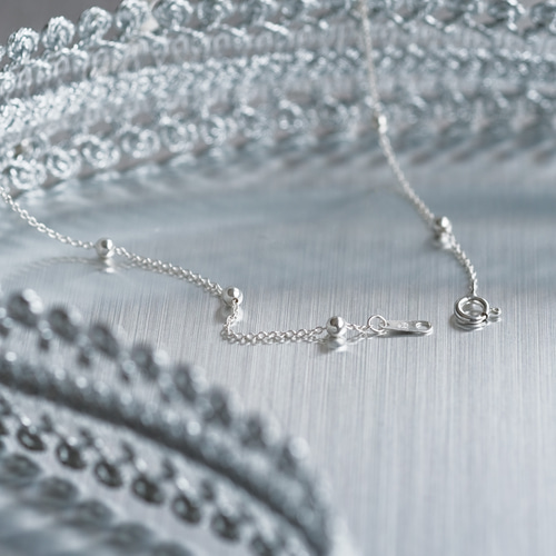 シルバー925 Silver ボールデザインネックレス/軽研磨仕上げ/45cm