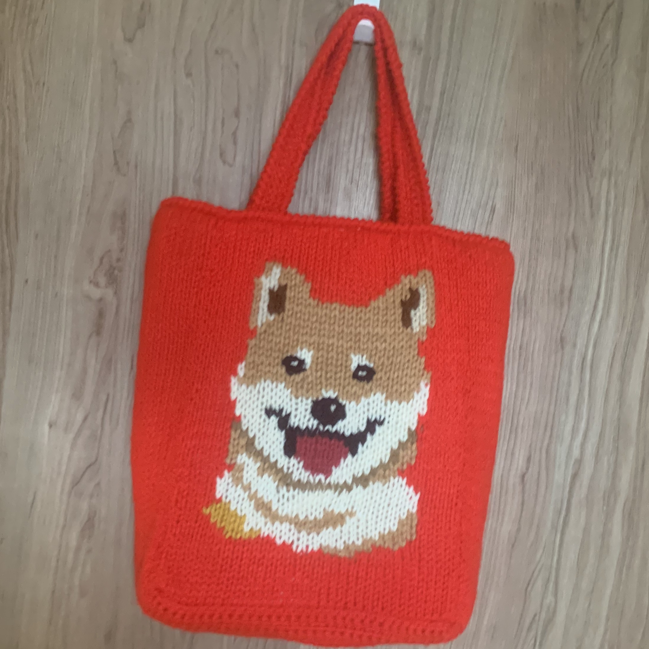 わんこお散歩トートバッグ（大）　犬イラスト　オーダーメイド　名前入り（柴犬）