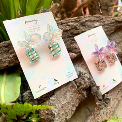 耳環 台灣蝴蝶蘭 樹脂 琉璃 蘭花 銀飾 禮盒 耳夾 手工 夏天 第11張的照片