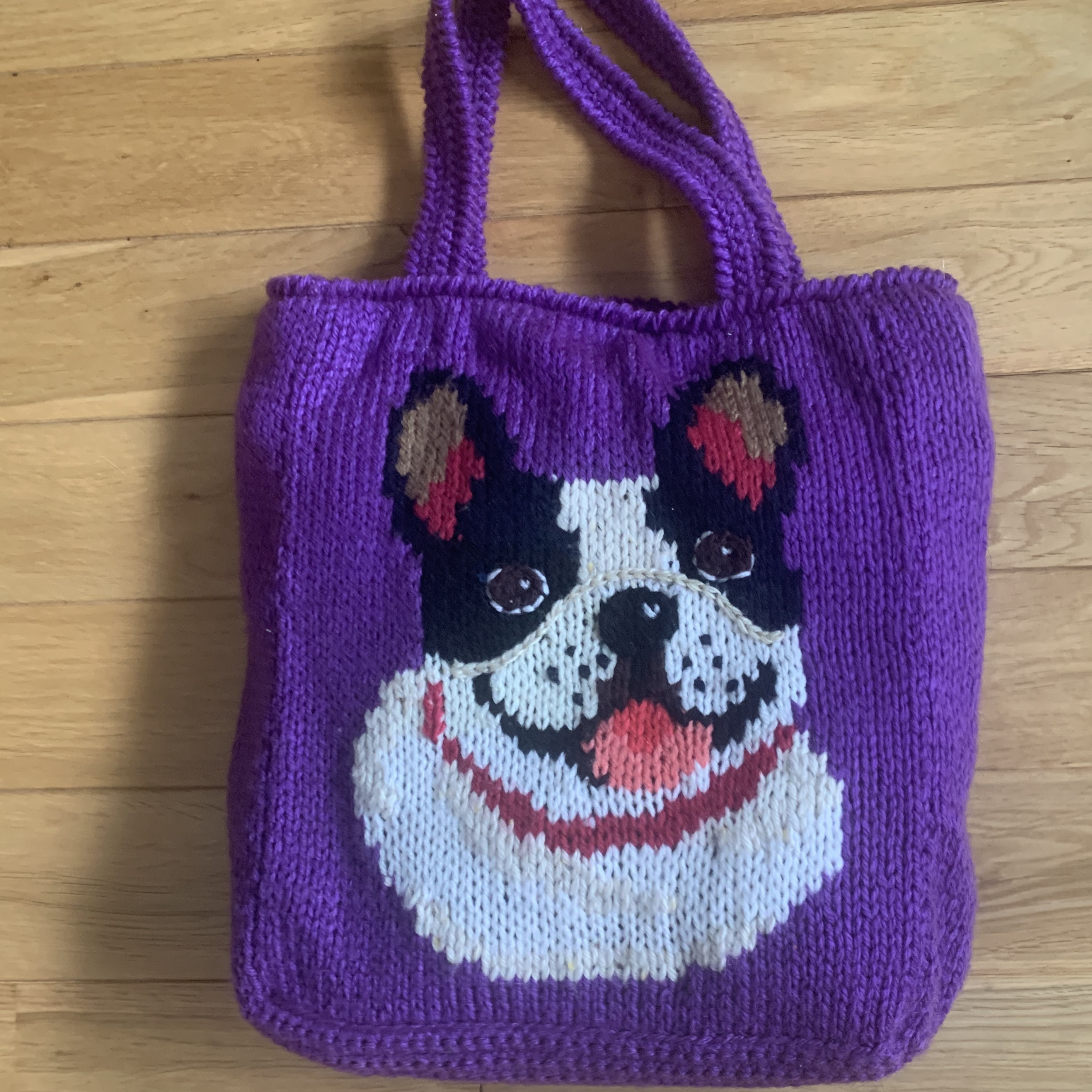 わんこお散歩トートバッグ（大）　犬イラスト　オーダーメイド　名前入り（フレンチブルドッグ ）