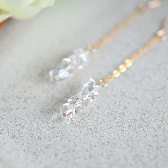 極上 ハーキマーダイヤモンド　氷雪ピアス イヤリング変更可 4月の誕生石 4枚目の画像