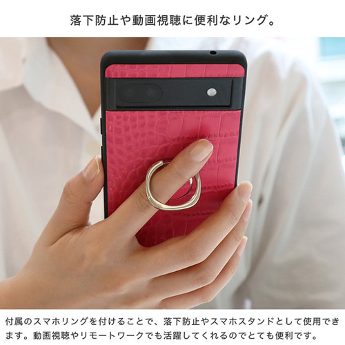 Google Pixel ケース 本革 クロコ型押し android スマホケース