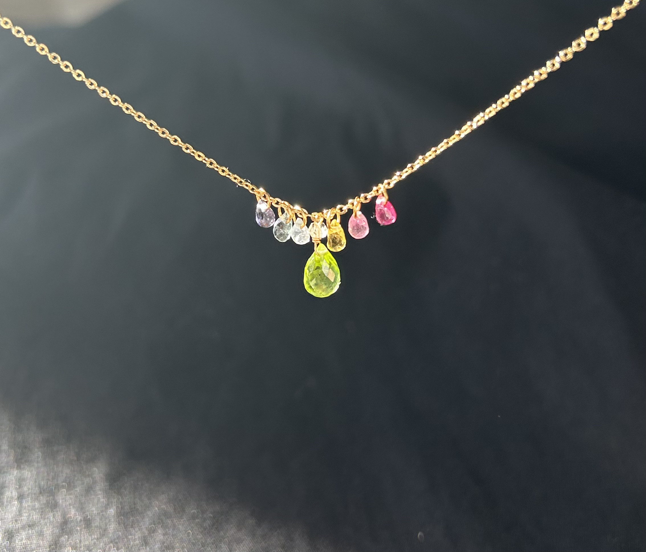 ペリドット＆サファイアネックレス［series I］Peridot in Sapphire rainbow