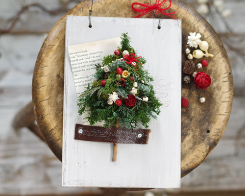 クレイフラワー♡クリスマスツリーとスノーマン♡ハンドメイド クレイフラワー♡クリスマスツリーとスノーマン♡ハンドメイド