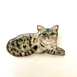 しっぽう焼き　エジプシャンマウ猫さんのブローチ 1枚目の画像