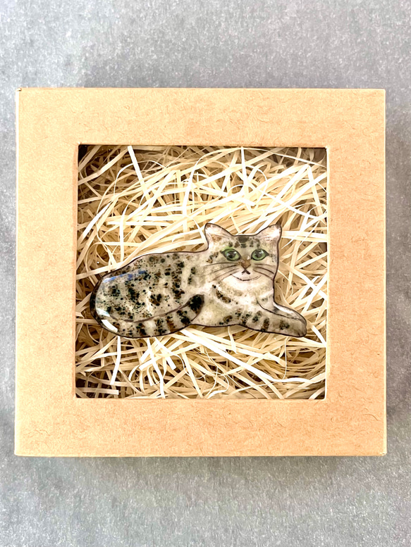 しっぽう焼き　エジプシャンマウ猫さんのブローチ 6枚目の画像