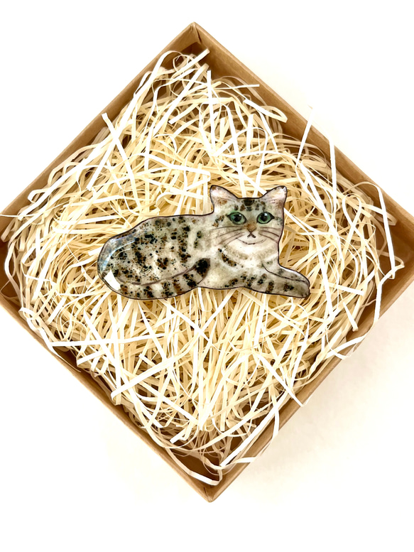 しっぽう焼き　エジプシャンマウ猫さんのブローチ 4枚目の画像