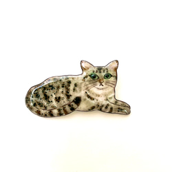 しっぽう焼き　エジプシャンマウ猫さんのブローチ 2枚目の画像