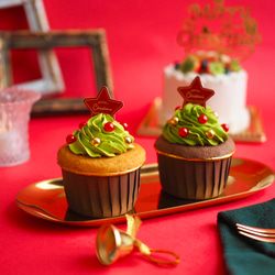 【特集掲載】メモスタンド　クリスマスツリーのカップケーキ 1枚目の画像