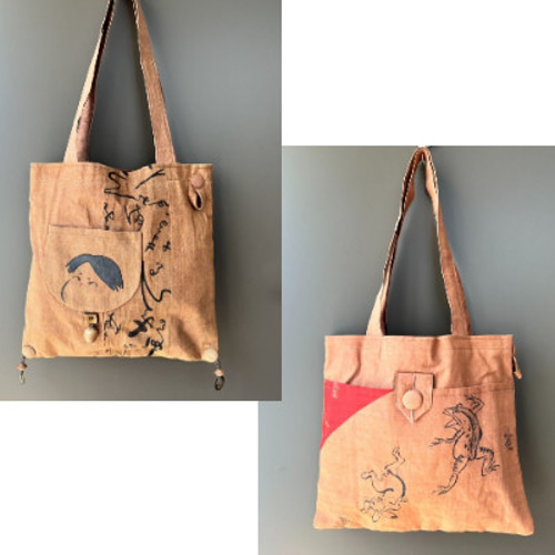 柿渋染めショルダーバッグ 1点もの cn-0027 和雑貨 和のかばん 柿渋 