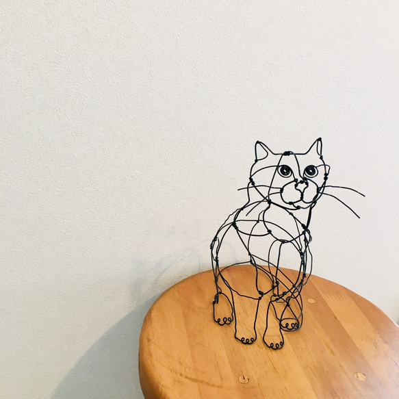 ワイヤーアート　ワイヤークラフト  ねこ　猫　ネコ 4枚目の画像