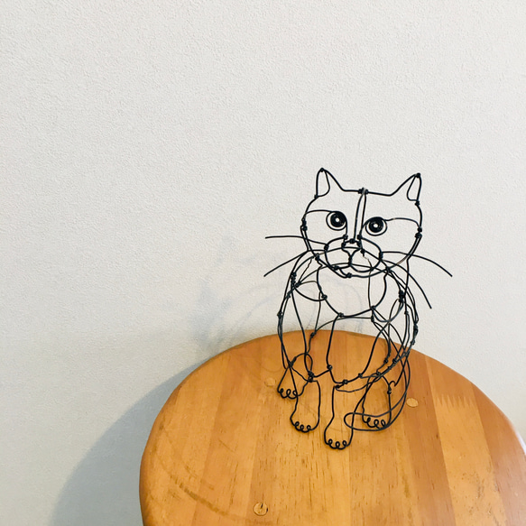 ワイヤーアート　ワイヤークラフト  ねこ　猫　ネコ 2枚目の画像