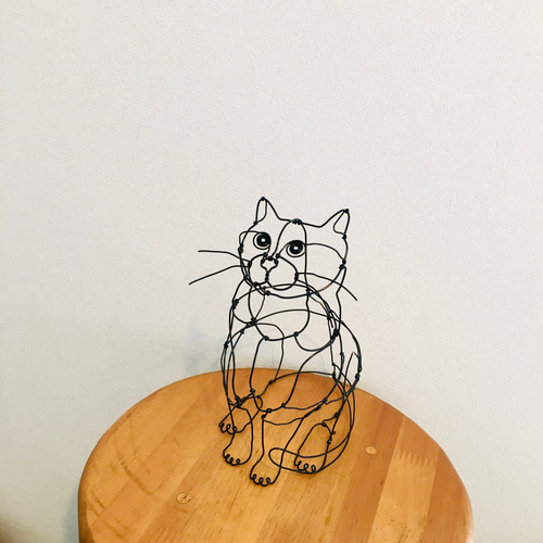 ワイヤーアート ワイヤークラフト 猫 ねこ ネコ【受注制作