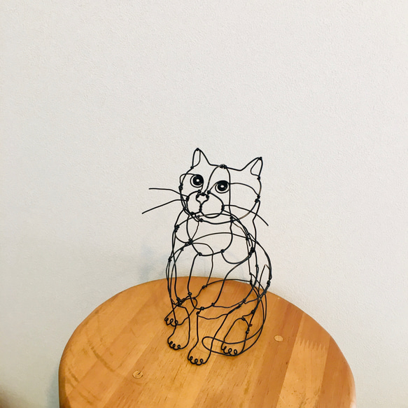 ワイヤーアート　ワイヤークラフト  ねこ　猫　ネコ 5枚目の画像