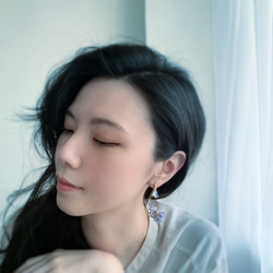 耳環 丁香花 樹脂 琉璃 蘭花 銀飾 禮盒 耳夾 手工 第6張的照片