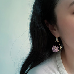 耳環 丁香花 樹脂 琉璃 蘭花 銀飾 禮盒 耳夾 手工 第3張的照片