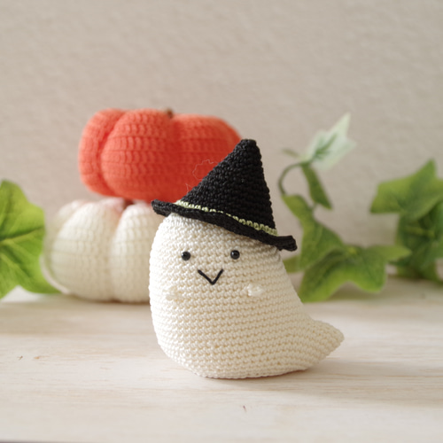 ハンドメイドオバケくんあみぐるみハロウィンに