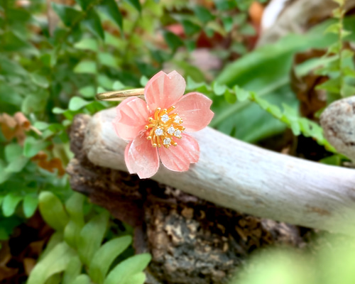 リング 桜 レジン オープンリング フラワー シルバー ラインストーン