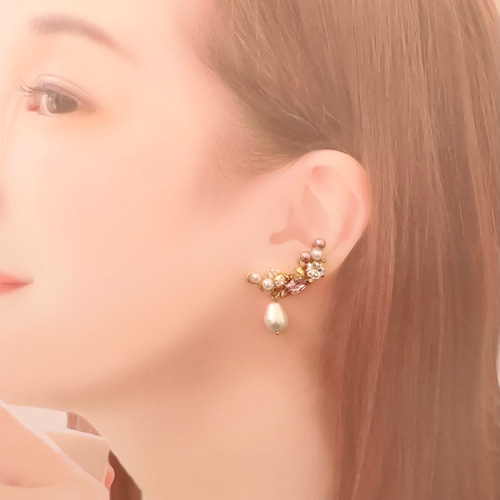 ピンクビジュー♡パールのイヤーカフセット イヤーカフ petitclair