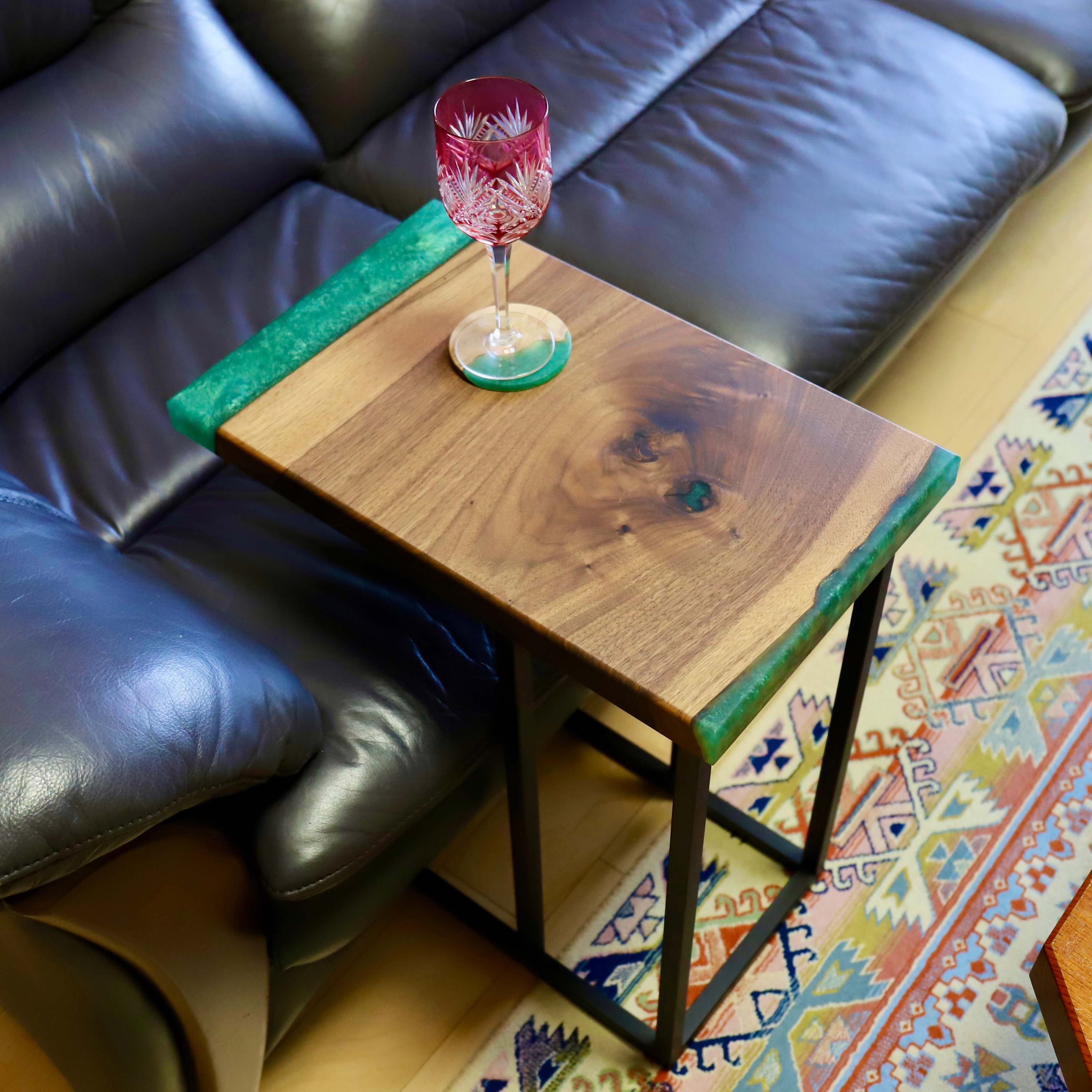 【受注生産】ウッドレジンソファサイドテーブル(ハンターグリーン) 81,400円