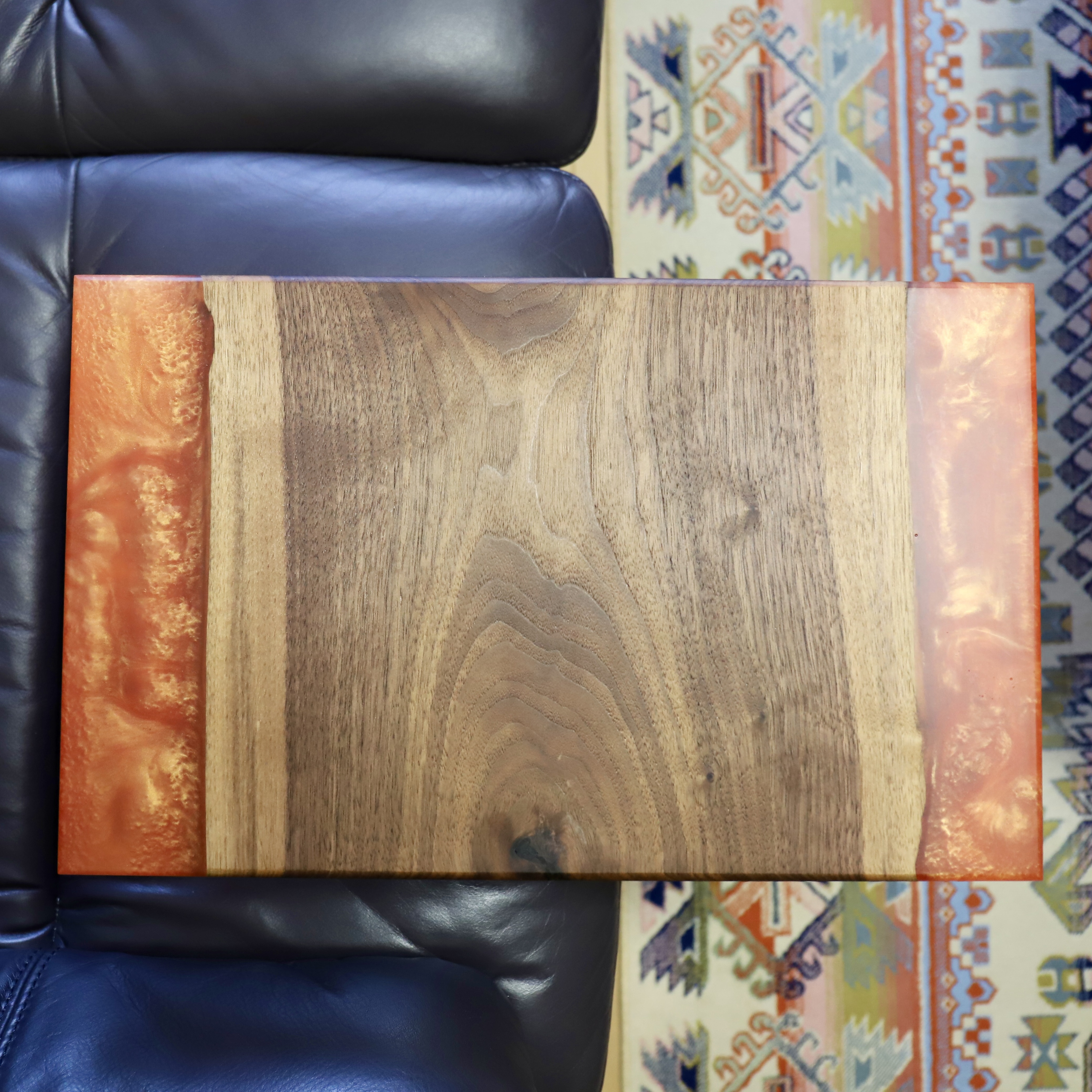 【受注生産】ウッドレジンソファサイドテーブル(ゴールドオレンジ)