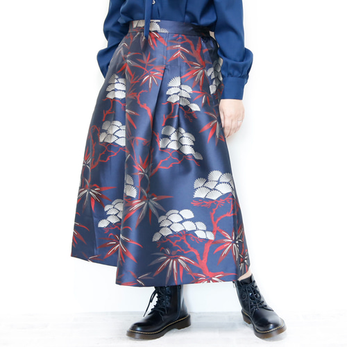ロング丈 80cm丈 KABUKI ネイビーXレッド きまぐれコレクション ロング
