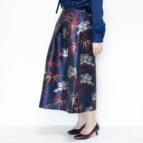 ロング丈 80cm丈 KABUKI ネイビーXレッド きまぐれコレクション ロング