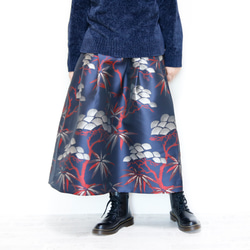 ロング丈 80cm丈 KABUKI ネイビーXレッド きまぐれコレクション ロングスカート 8枚目の画像