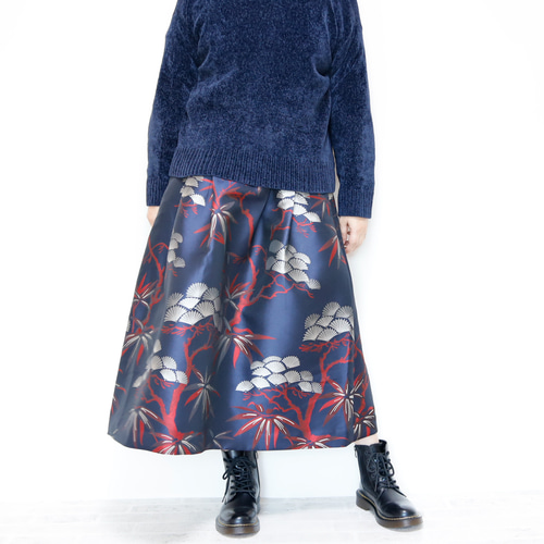 ロング丈 80cm丈 KABUKI ネイビーXレッド きまぐれコレクション ロング