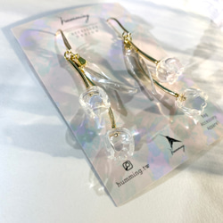 耳環 鈴蘭 窗孔龜背芋 樹脂 冰晶花 花 銀飾 耳夾 禮物 禮盒 第7張的照片