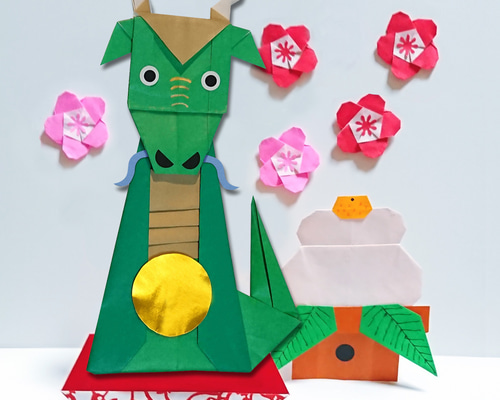 お正月リース 鏡餅 折り紙 お正月リース 鏡餅 折り紙 お正月飾りの