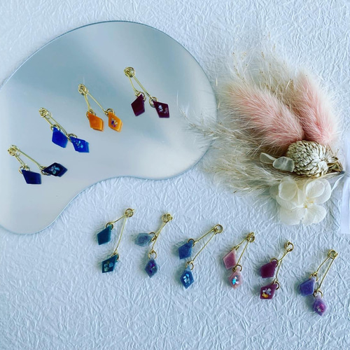 【ラッピング不可】 ピアス アクセサリー レジン イヤリング 10カラー 垂れ下がり イヤリング・ノンホールピアス