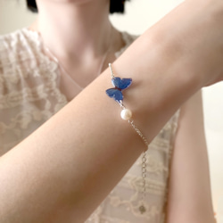 大藍閃蝶 項鍊 戒指 手鍊 樹脂 組合 銀飾 禮盒 禮物 生日 蝴蝶 第5張的照片
