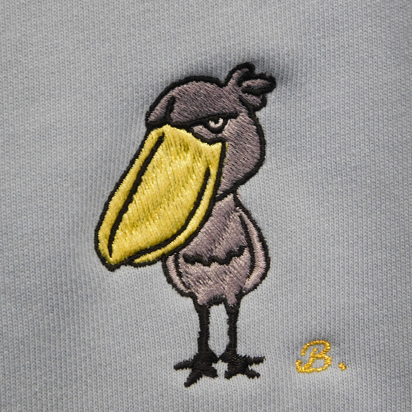 イケメン「ハシビロコウ」の刺繍入りクールネックスウェット　10.0オンス　男女兼用 1枚目の画像