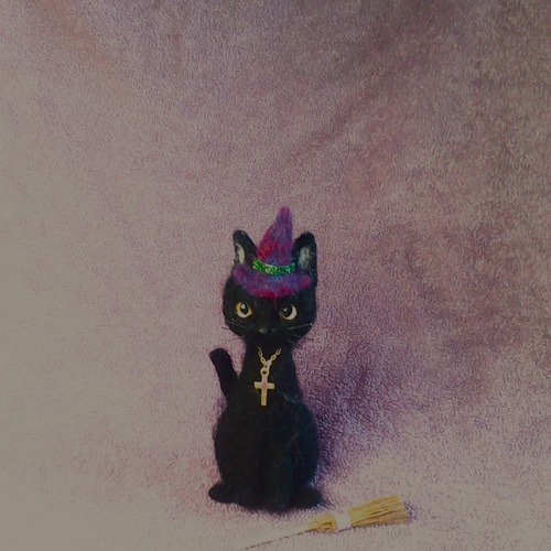 Yahoo!オークション - 羊毛フェルト猫 黒猫 ハンドメイド