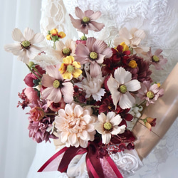 赤薔薇 キャスケードブーケ ブートニアセット ウェディングブーケ