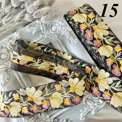50cm  インド刺繍リボン チュール  花柄 18枚目の画像