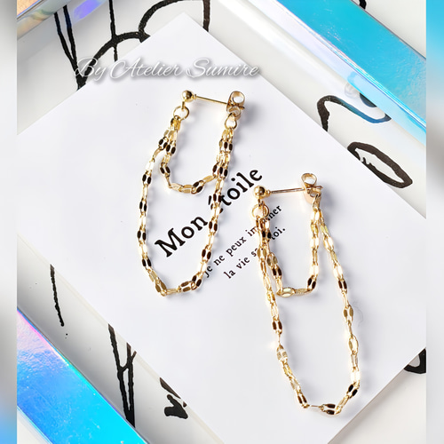 再販】リップチェーンフープピアス☆Silver・Gold☆ シルバー925