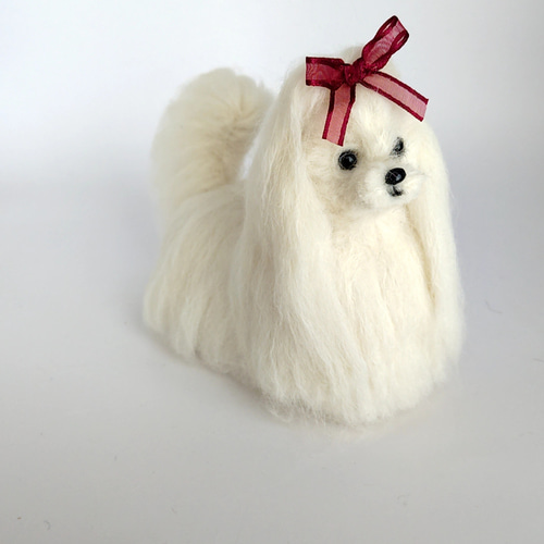 羊毛フェルトマルチーズ 羊毛フェルト フルコートのマルチーズ 羊毛フェルト Rurumaru 通販