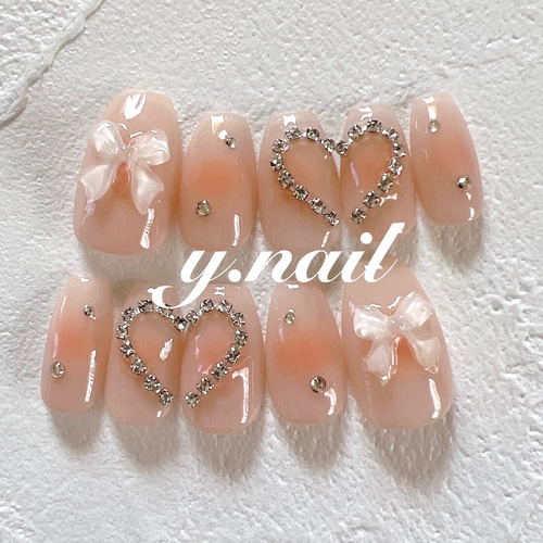 チークネイル/ガーリーネイル/韓国ネイル/ワンホンネイル ネイルチップ