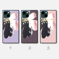 花　水彩　 強化ガラス iPhone ケース スマホケース 13 14 mini se pro max p 2枚目の画像